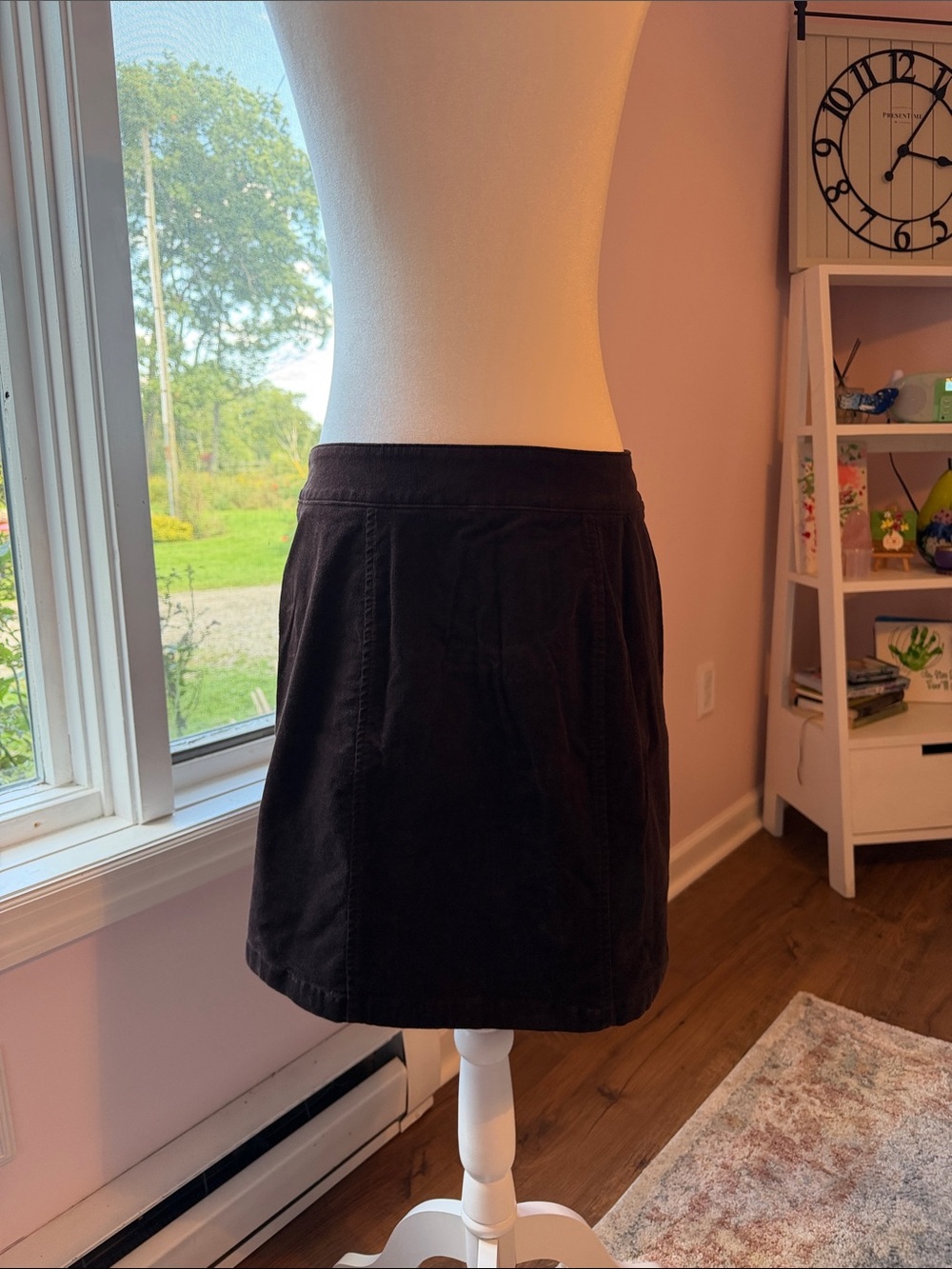 LOFT Dark Brown Button-Front Corduroy Mini Skirt - Picture 4 of 5